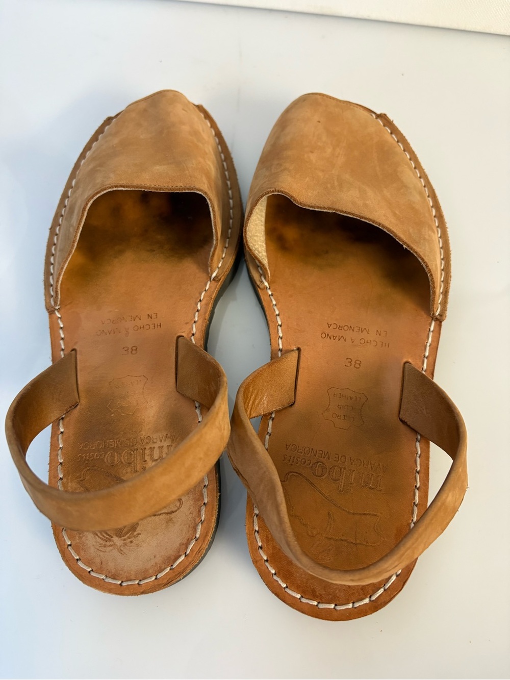 Women's Leather Slide Sandals in Tan